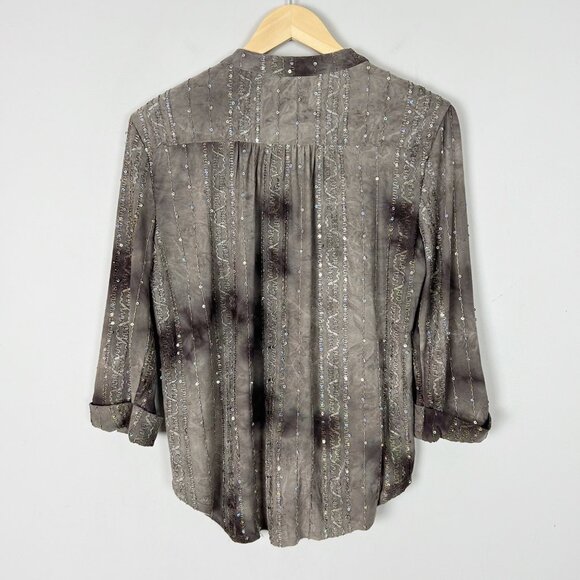 Y2K Women's Dark Fairy Grunge Sequin & Embroidered Knit Top Size Medium - Picture 3 of 5